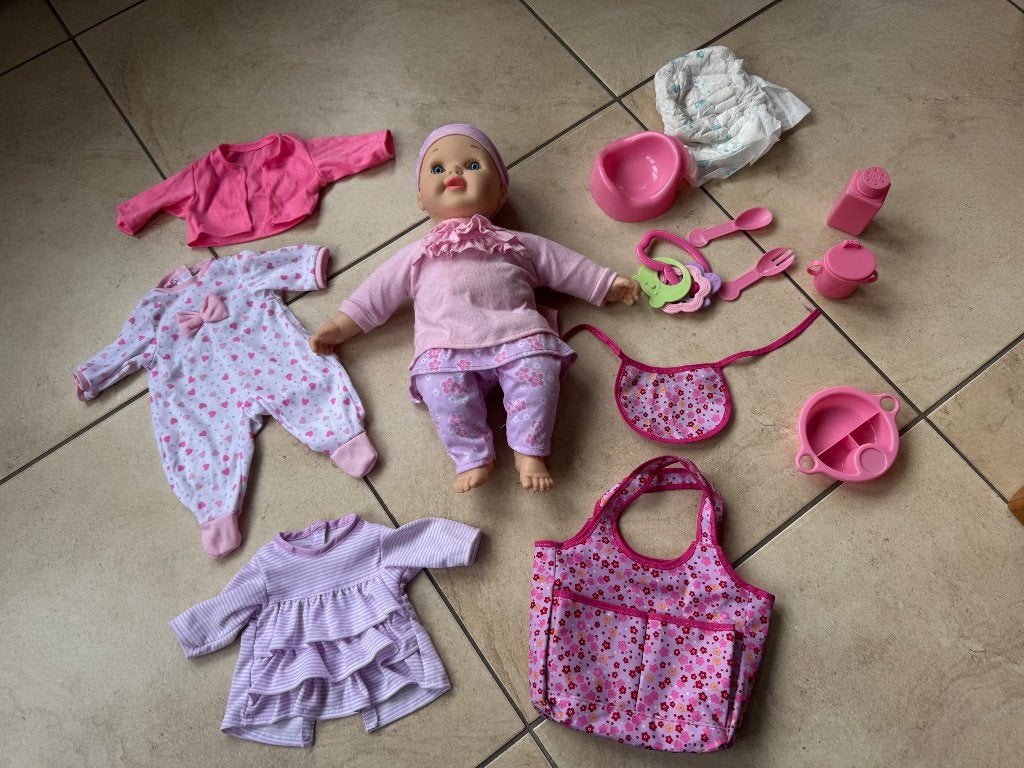 Sprekende pop (35 cm) met accessoires, Ophalen, Zo goed als nieuw, Babypop