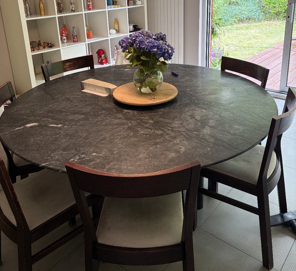 Marmeren tafel, Ophalen, Zo goed als nieuw, Rond, Overige materialen