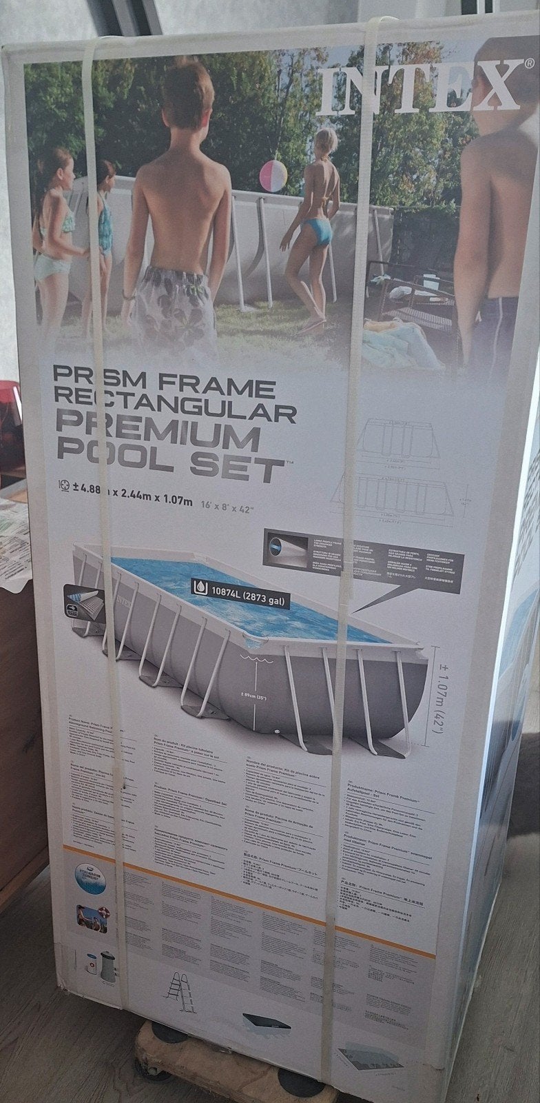 Intex zwembad L 4.88 x B 2.44 x H 1.07m met toebehoren, Tuin en Terras, Ophalen, 200 tot 300 cm, 80 tot 120 cm, Zo goed als nieuw