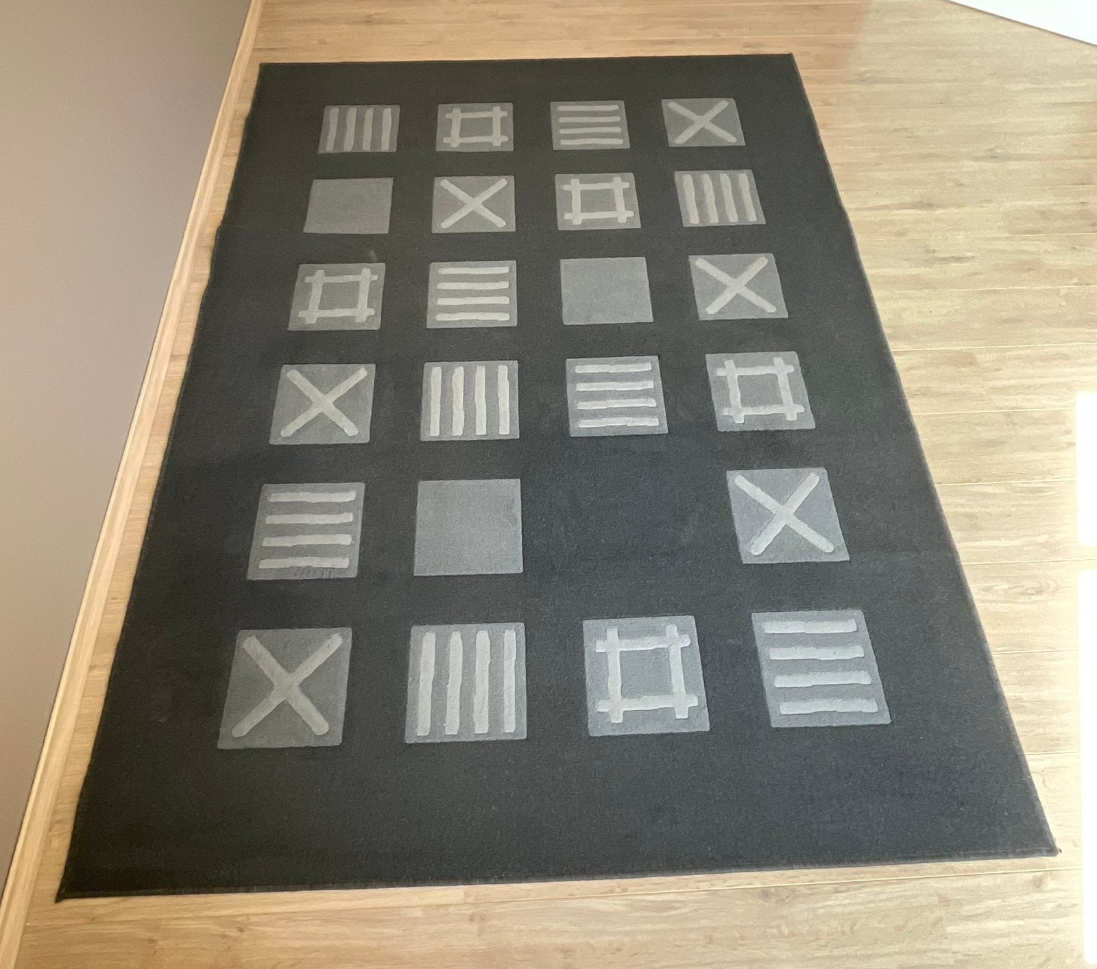 IKEA VINDE Wilton-vloerkleed (170 x 230cm), Maison & Meubles, Gris, Enlèvement, Utilisé, Grafische/retro uitstraling