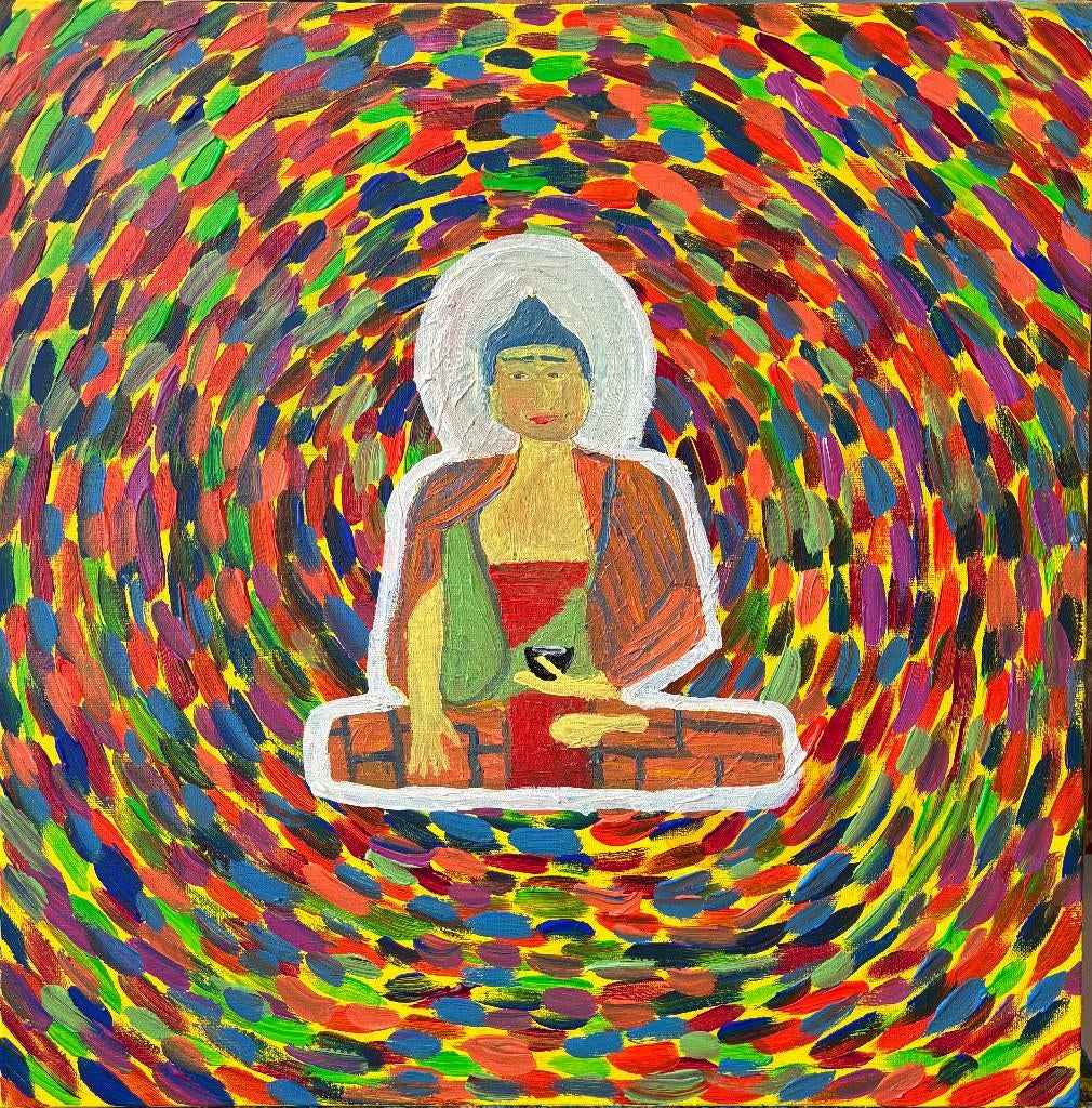 Peinture sur toile cadre tableau schilderij bouddha boeddha, Antiek en Kunst, Kunst | Schilderijen | Modern, Ophalen of Verzenden