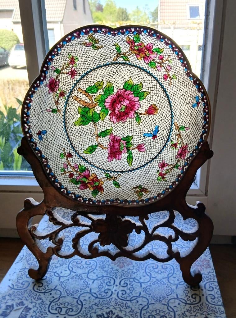 Assiette décorative chinoise en émaux cloisonnés - début XXe, Enlèvement