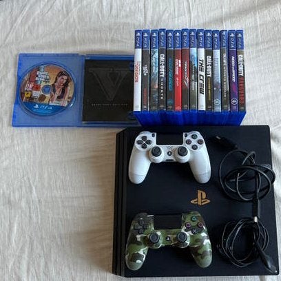 PS4 Pro 1TB Met 2 Originele Controllers & 15 Games, Ophalen, Zo goed als nieuw, Pro