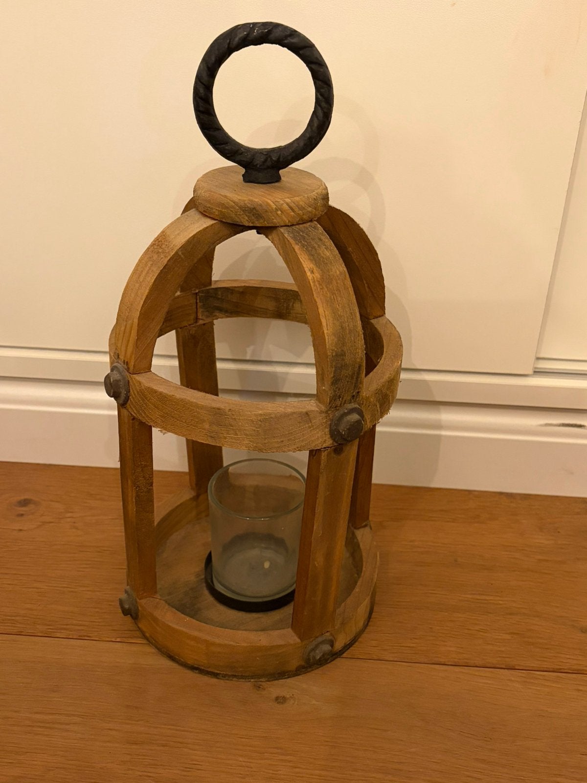 Lantaarn voor theelichtje - 35 cm, Gebruikt, 35 cm, Ophalen of Verzenden, Hout