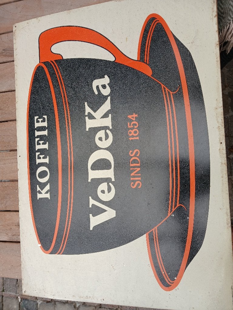 Panneau publicitaire pour café Vedeka, Enlèvement ou Envoi, Utilisé, Panneau publicitaire