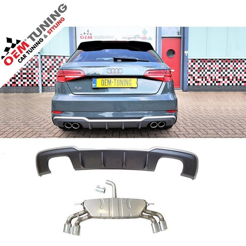 DIFFUSER + Uitlaat geschikt voor A3 & S3 8V, Nieuw, Achter, Bumper, Audi