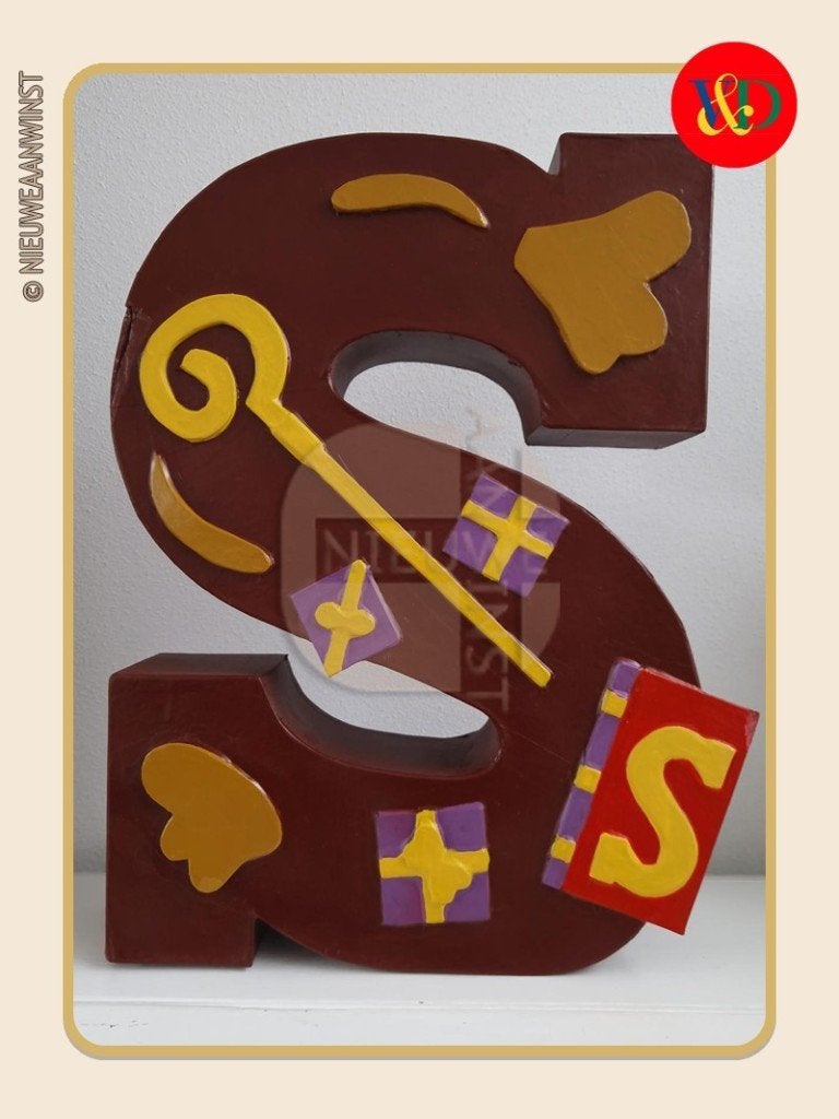 Nostalgische V&D chocoladeletter ‘S’ Sinterklaas - 50cm, Verzenden, Zo goed als nieuw