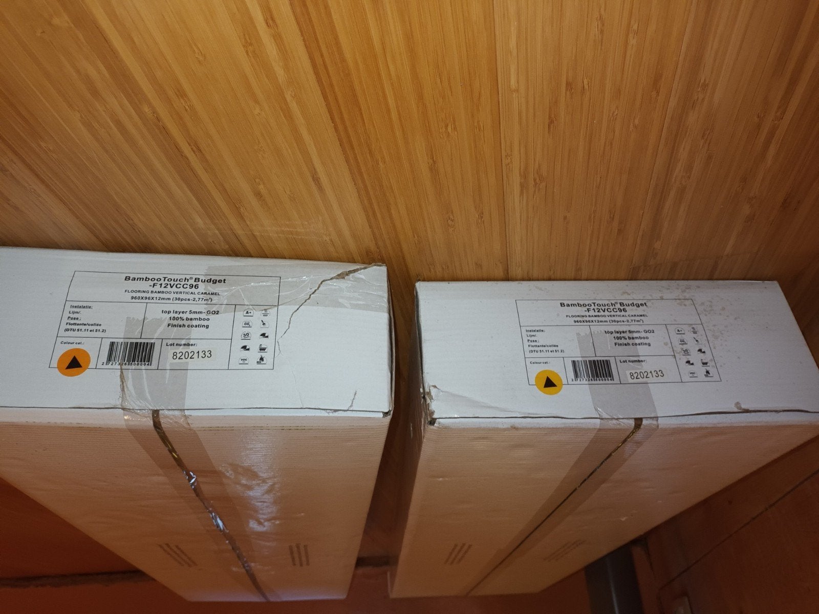 parquet bambou caramel - 5,54 m2, Bricolage & Construction, Planches & Dalles, Parquet, Enlèvement