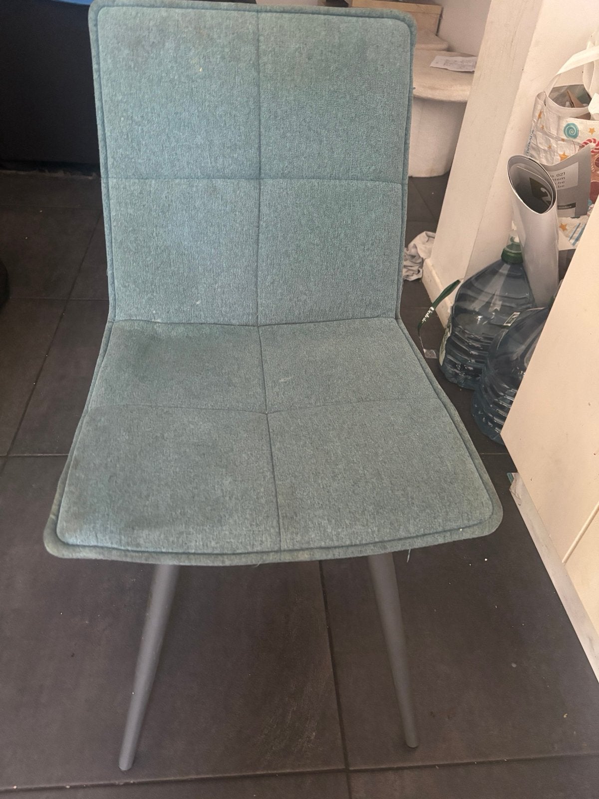 Chaise de salle à manger en tissu avec pieds métalliques, Maison & Meubles, Enlèvement, Utilisé, Tissus, Bleu