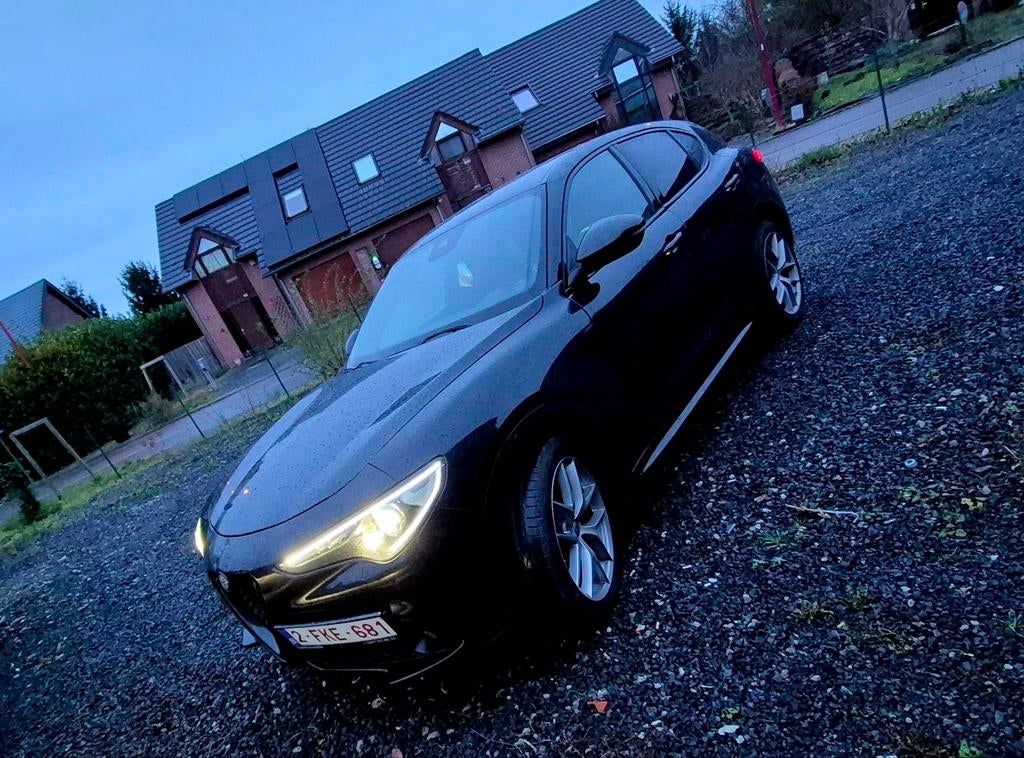 Alfa Romeo Stelvio, Auto's, Alfa Romeo, Automaat, 4 cilinders, Zwart, Leder