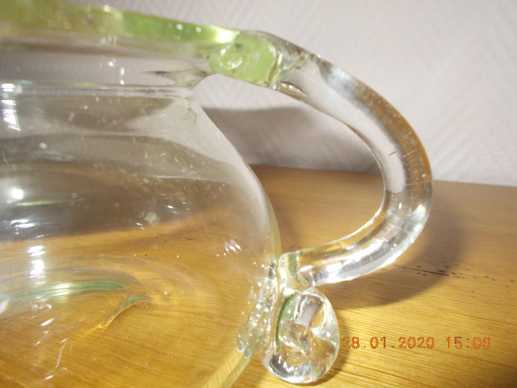Pot en verre transparent avec anse., Moins de 50 cm, Comme neuf, Verre, Enlèvement