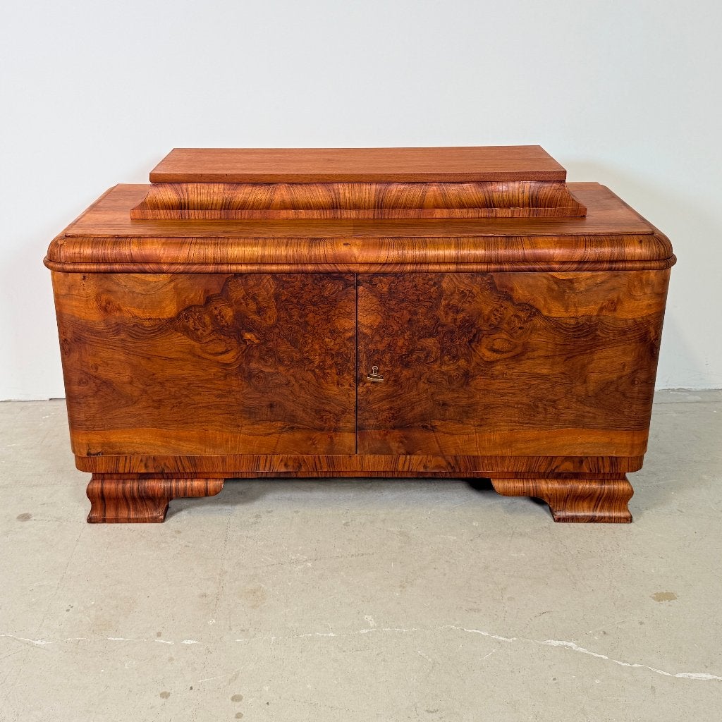 Vintage notenhout kastje in art-deco stijl, Huis en Inrichting, Gebruikt, 100 tot 150 cm, Art deco, Ophalen of Verzenden