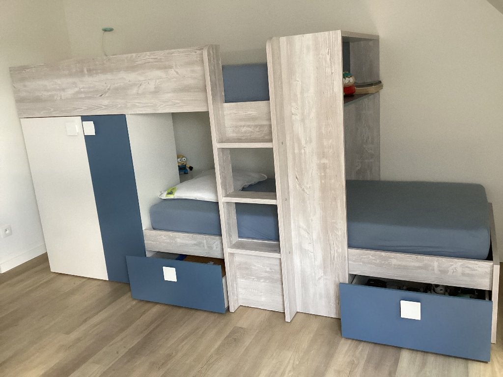 Stapelbed Beau met opbergkast, nieuwstaat., Ophalen, Tweepersoons, Minder dan 160 cm, Zo goed als nieuw