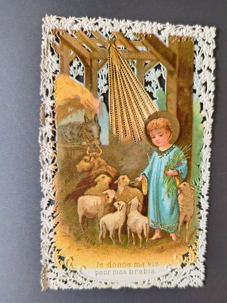 Antiek Frans Kantprentje – Bouasse et Cie Paris, Collections, Enlèvement ou Envoi, Utilisé, Image, Christianisme | Catholique