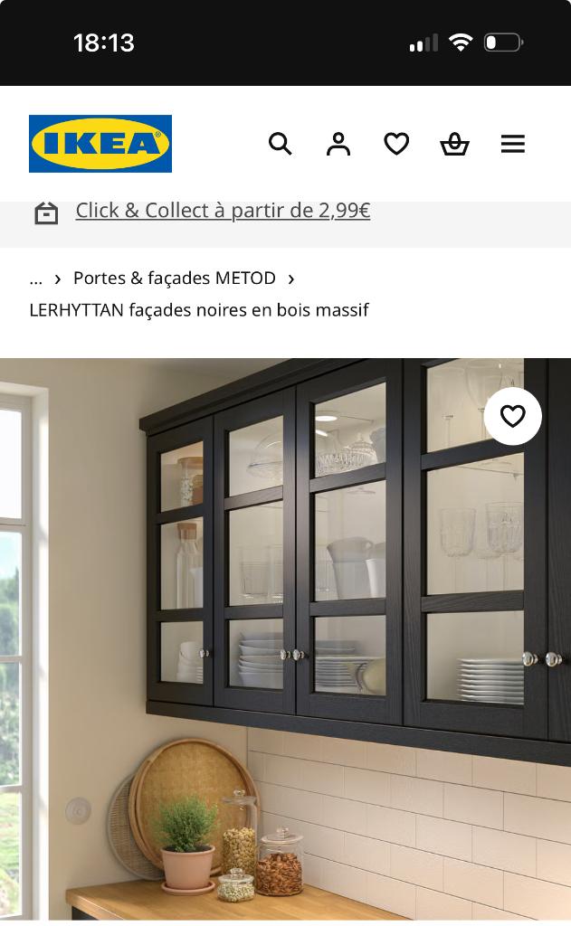 Porte vitrée ( IKEA) cuisine, Maison & Meubles, Enlèvement
