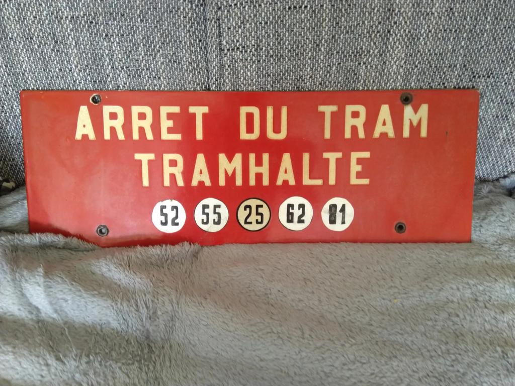 GEZOCHT : emaille bord Tramhalte - Tramway Brussel, Ophalen, Gebruikt, Tram, Overige typen