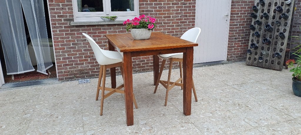 Zeer mooie hoge terrastafel ; massief hout, Tuin en Terras, Ophalen, Gebruikt, Rechthoekig, Hout