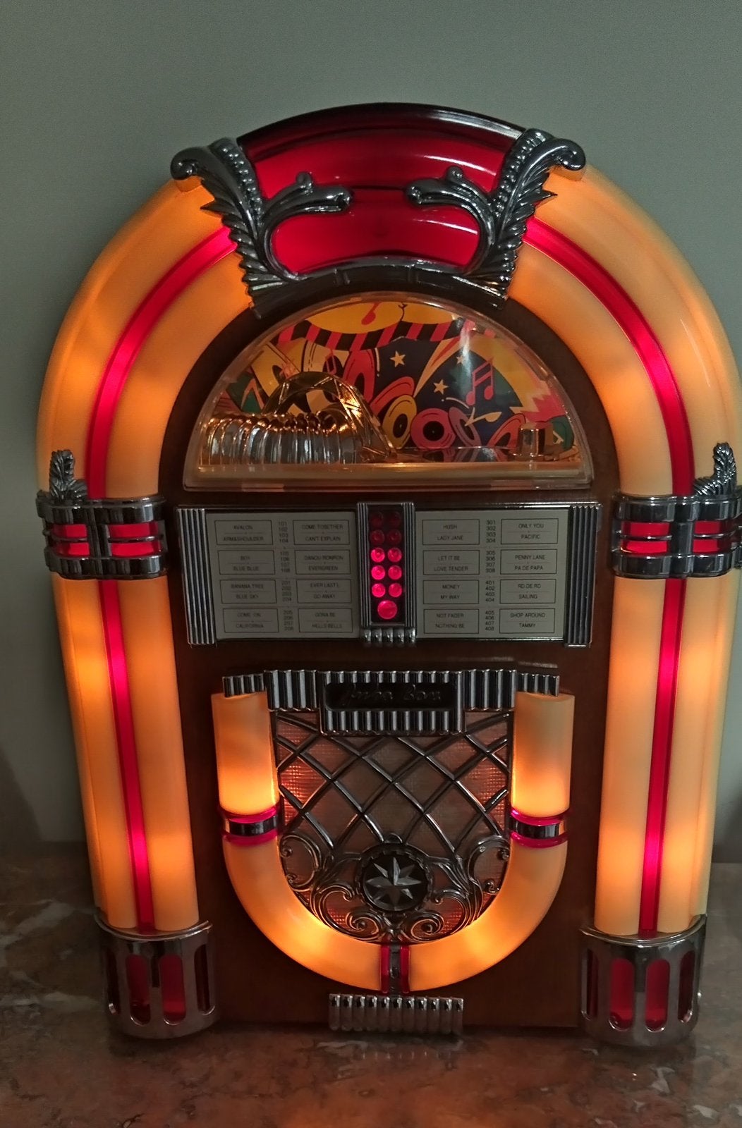 Houten Baby WURLITZER “Juke Box” 1974., Enlèvement ou Envoi, Utilisé, Panneau publicitaire