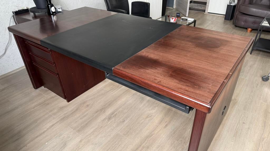 Luxe Eiken Directiebureau / Kantoorset – Zeer nette staat, Huis en Inrichting, Bureaus, Ophalen, Met lades, Zo goed als nieuw