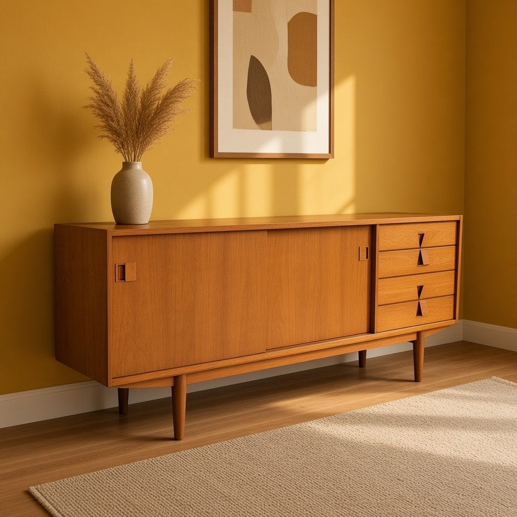 Vintage houten dressoir / buffetkast / lange kast, Ophalen of Verzenden