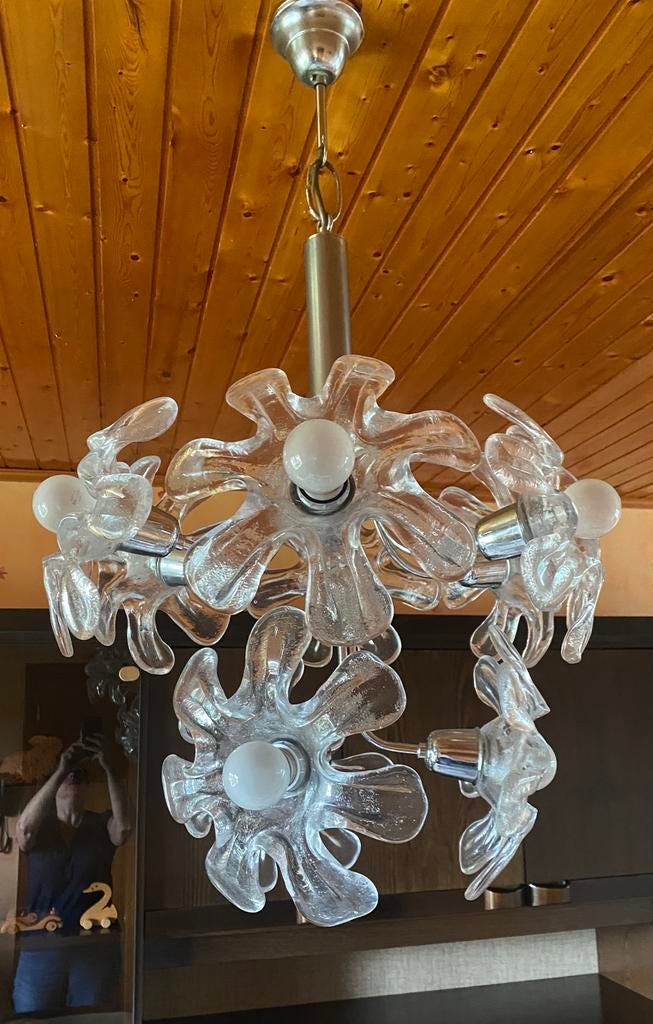 Lustre fleurs en verre de Style Murano, Huis en Inrichting, Ophalen, Zo goed als nieuw, Glas