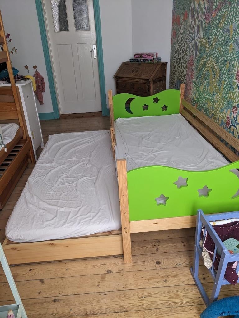 Lit enfant gigogne avec 2 matelas, 90 cm, Une personne, Utilisé, 200 cm