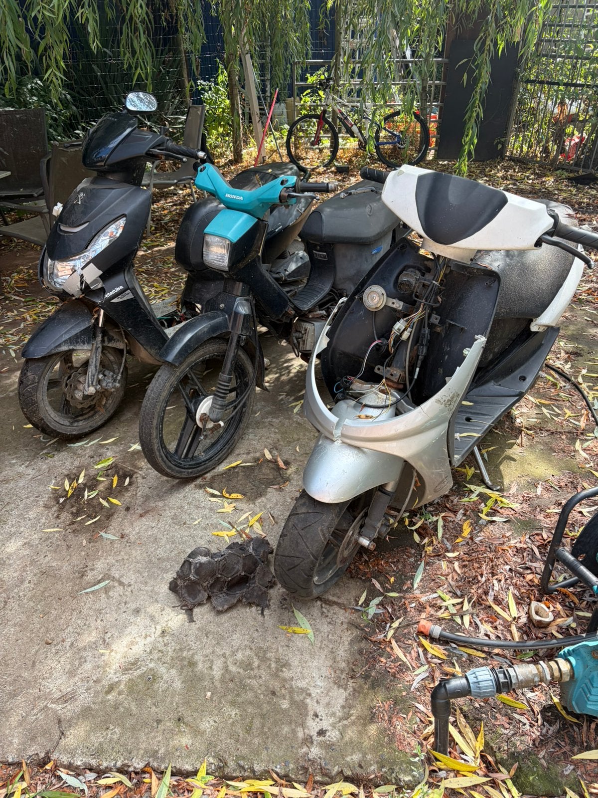 3 brommer 2x peugeot 1x honda  50cc, Fietsen en Brommers, Ophalen, Klasse A (25 km/u), Zo goed als nieuw, Benzine