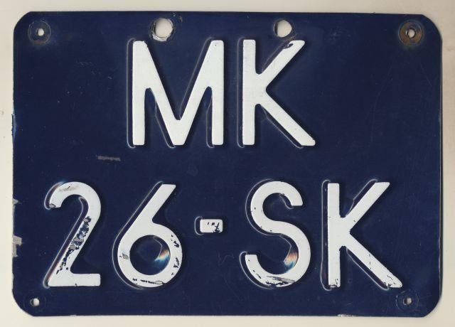 (m2) Vintage nummerplaat motorfiets, Envoi, Utilisé