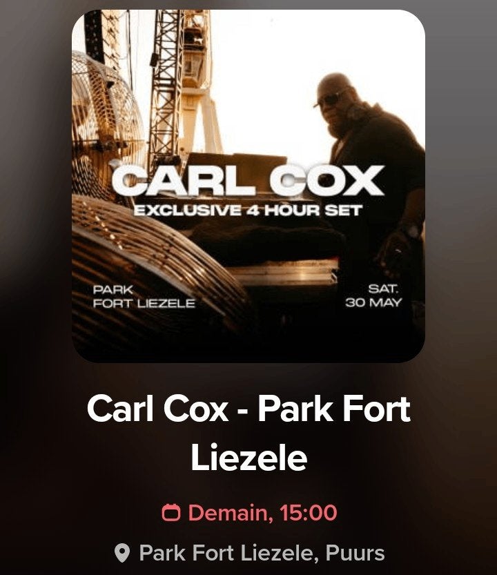 Carl Cox Saturday 30 May, Deux personnes, Mai