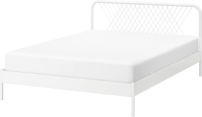 IKEA NESTTUN bed 140x200 + lattenbodem, Ophalen, Wit, 140 cm, Minimalistisch, Scandinavisch, tijdloos