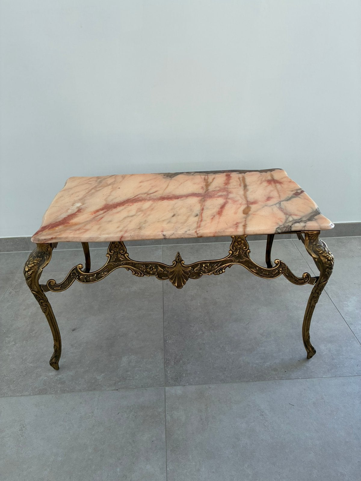 Vintage salontafel met roze marmeren blad, Ophalen