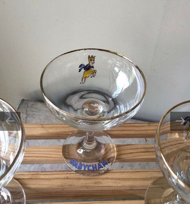 5 verres à champagne Babycham- TRÈS RARE!!, Enlèvement, Comme neuf