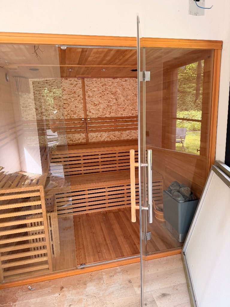 Luxe Finse sauna 5-6 personen – premium uitvoering, Enlèvement