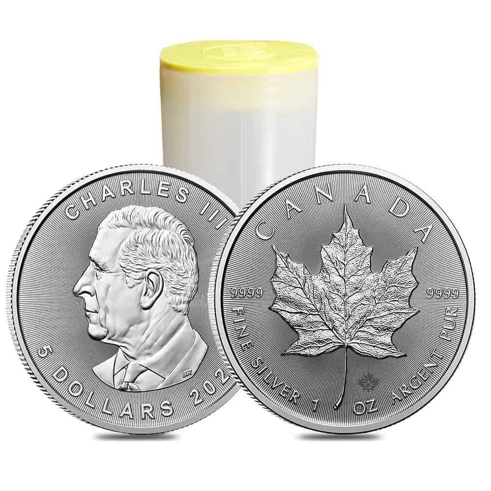 Maple Leaf 2026 zilver 1 ounce tube 25 munten BU, Postzegels en Munten, Edelmetalen en Baren, Ophalen of Verzenden, Zilver
