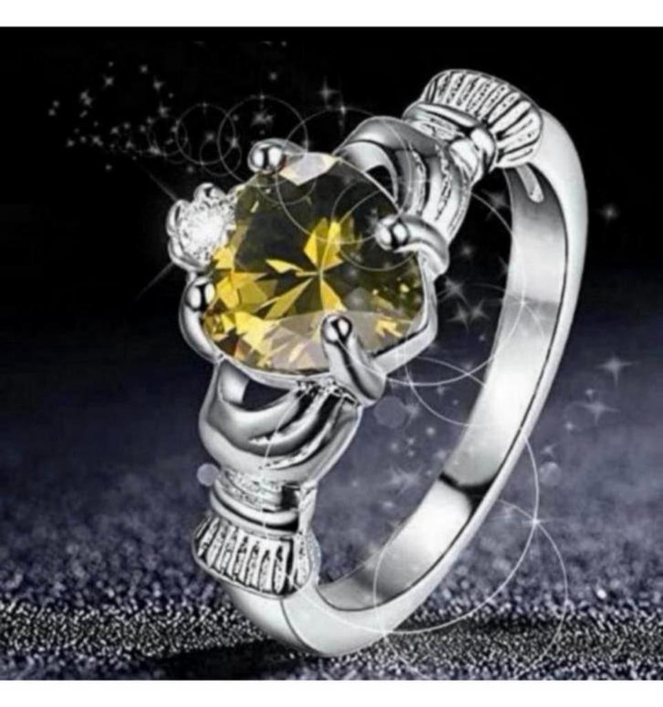 Verguld zilver zilveren ring Dames Vrouwen 18 + steentje, 18 tot 19, Nieuw, Ophalen of Verzenden, Dame