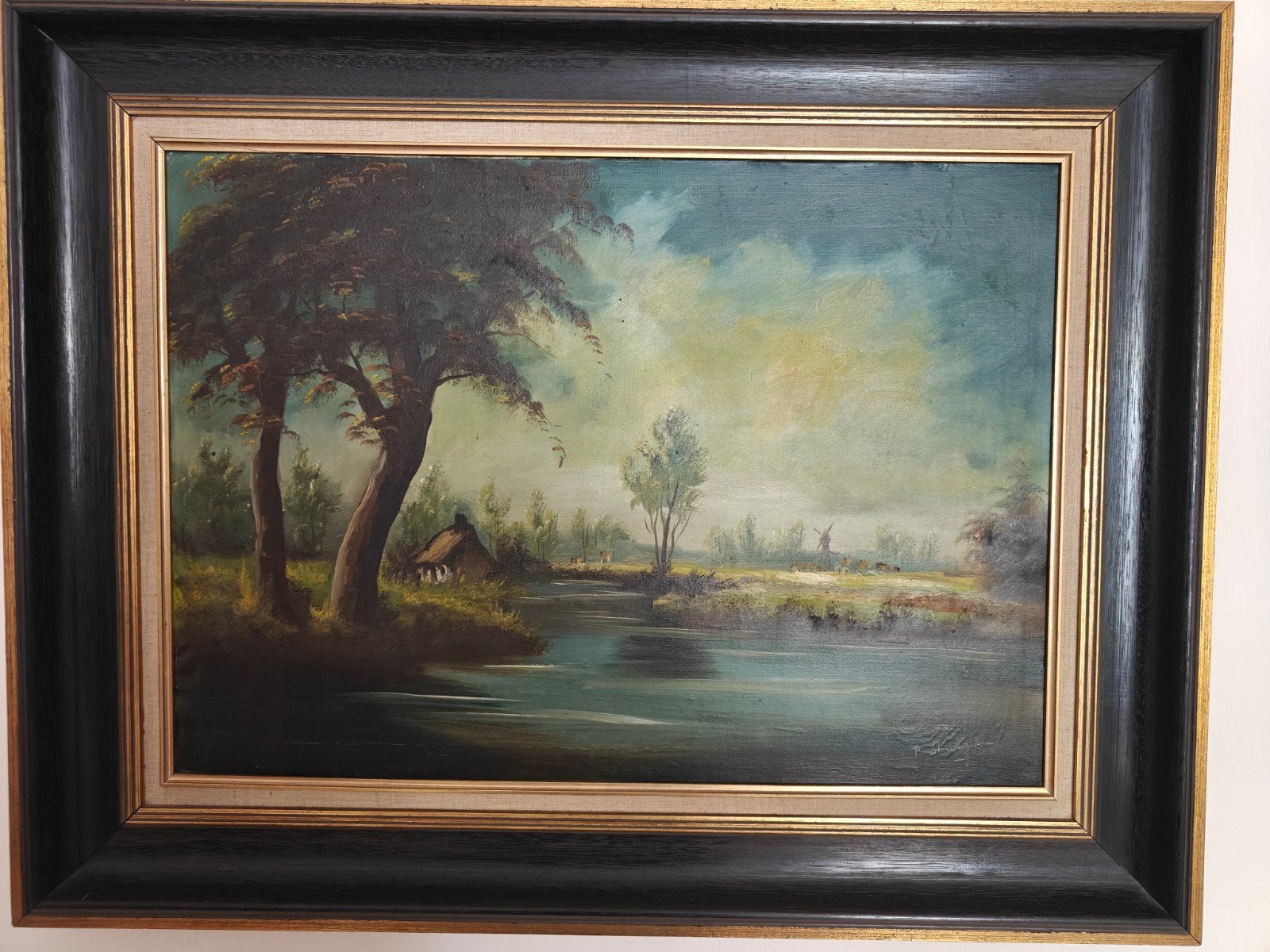 olieverfschilderij 1950 - 1970, Antiek en Kunst, Ophalen, Gesigneerd, Landschap, Doek