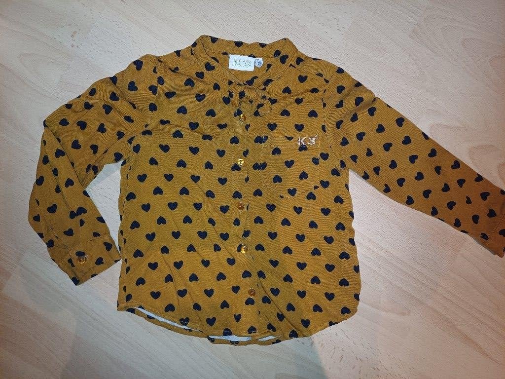 Blouse marron à pois K3 - fille - taille 110, Enlèvement ou Envoi, Chemise ou À manches longues, K3, Comme neuf
