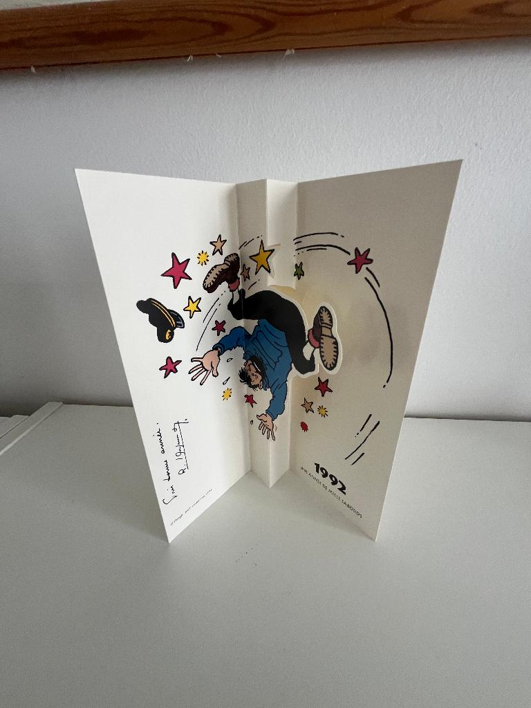 Carte de Voeux Tintin Herge 1992 Haddock pop hop Casterman, Enlèvement ou Envoi, Tintin