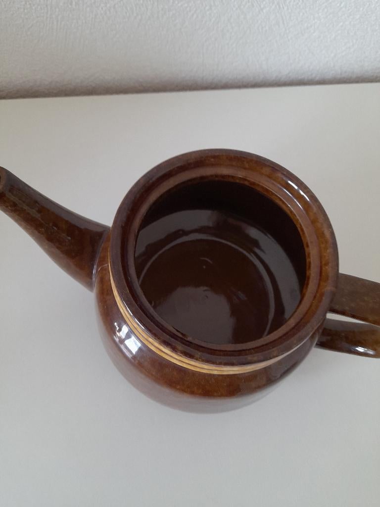 Théière marron rétro, Maison & Meubles, Enlèvement ou Envoi, Poterie, Comme neuf, Autres types