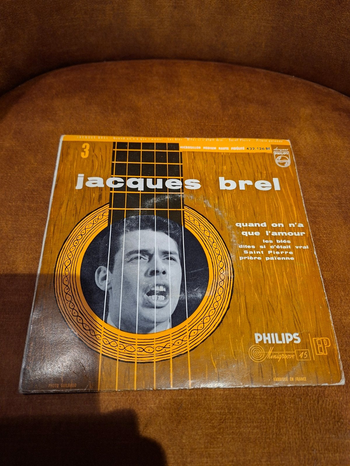 -Vinyl- Brel EP 3, pochette et vinyle très bien entretenus, EP, Enlèvement ou Envoi, Utilisé, Autres genres