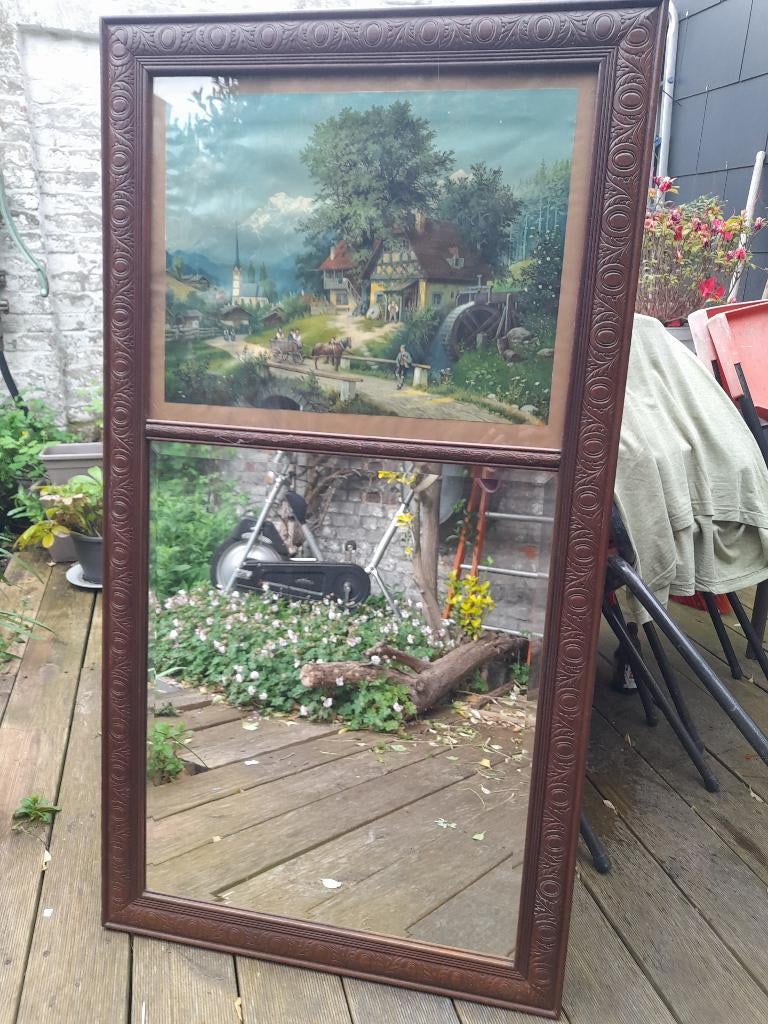 Miroir ancien, Antiquités & Art, Enlèvement, Rectangulaire, 50 à 100 cm, 100 à 150 cm