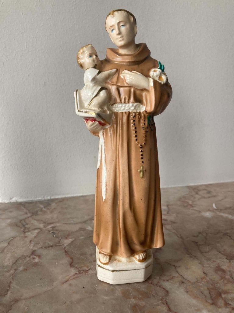 Beeld Heilige Antonius van Padua in biscuit (20 cm), Antiek en Kunst, Ophalen of Verzenden