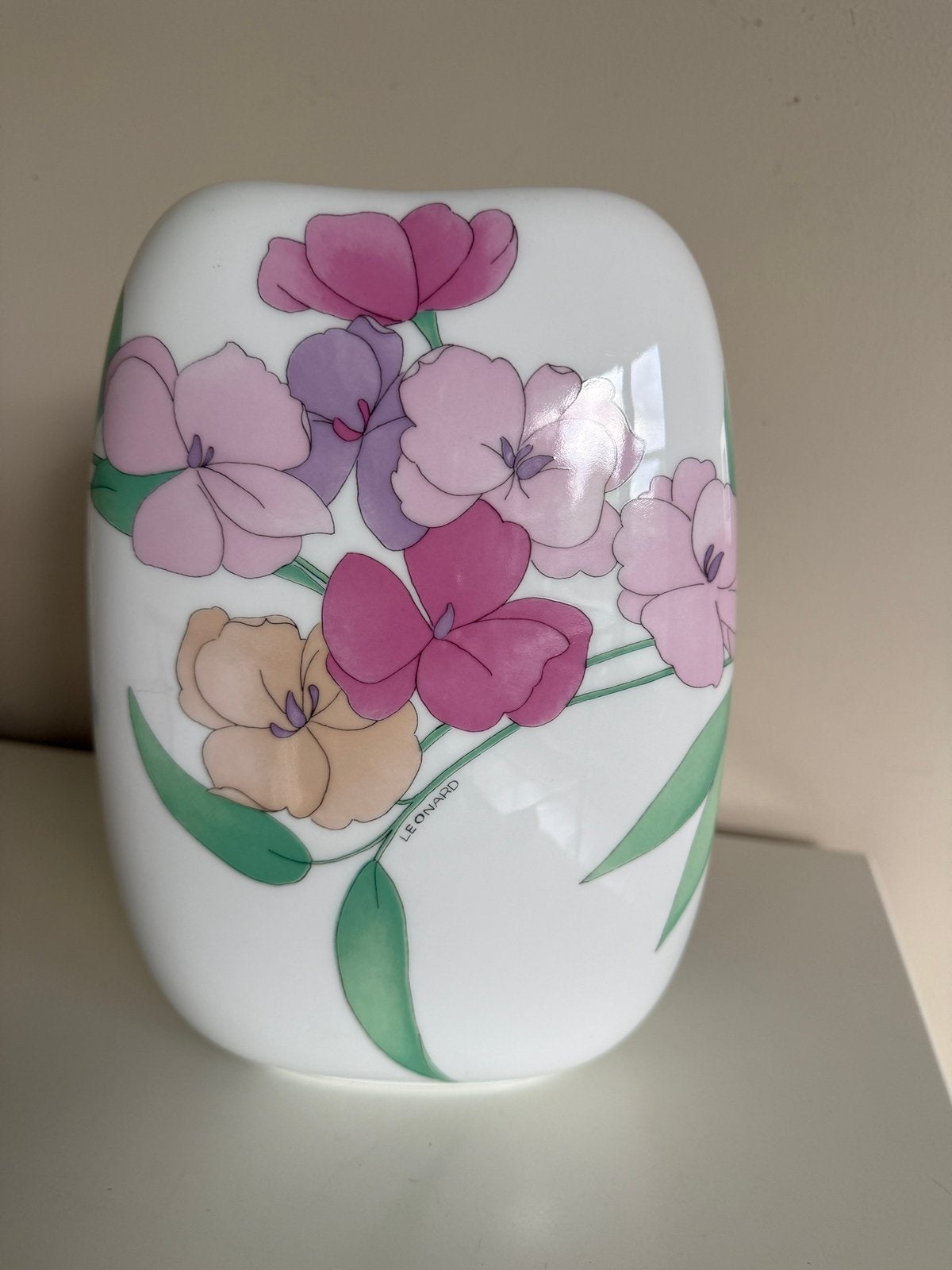 Vase vintage Leonard Paris/Hütschenreuther Topkapi 24 cm, Enlèvement, Comme neuf, Blanc, 24 cm