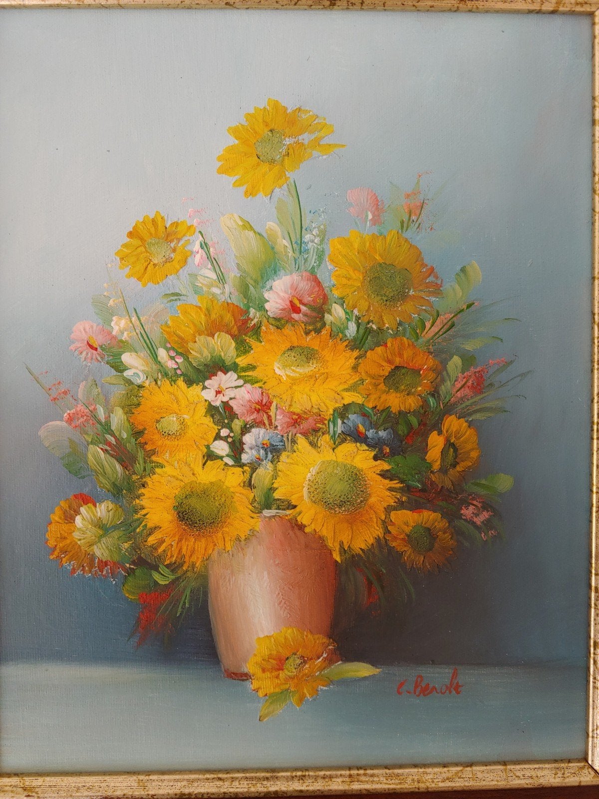 Authentiek werk van C.Benolt met certificaat, Peinture à l'huile, Enlèvement, Peint à la main, Toile