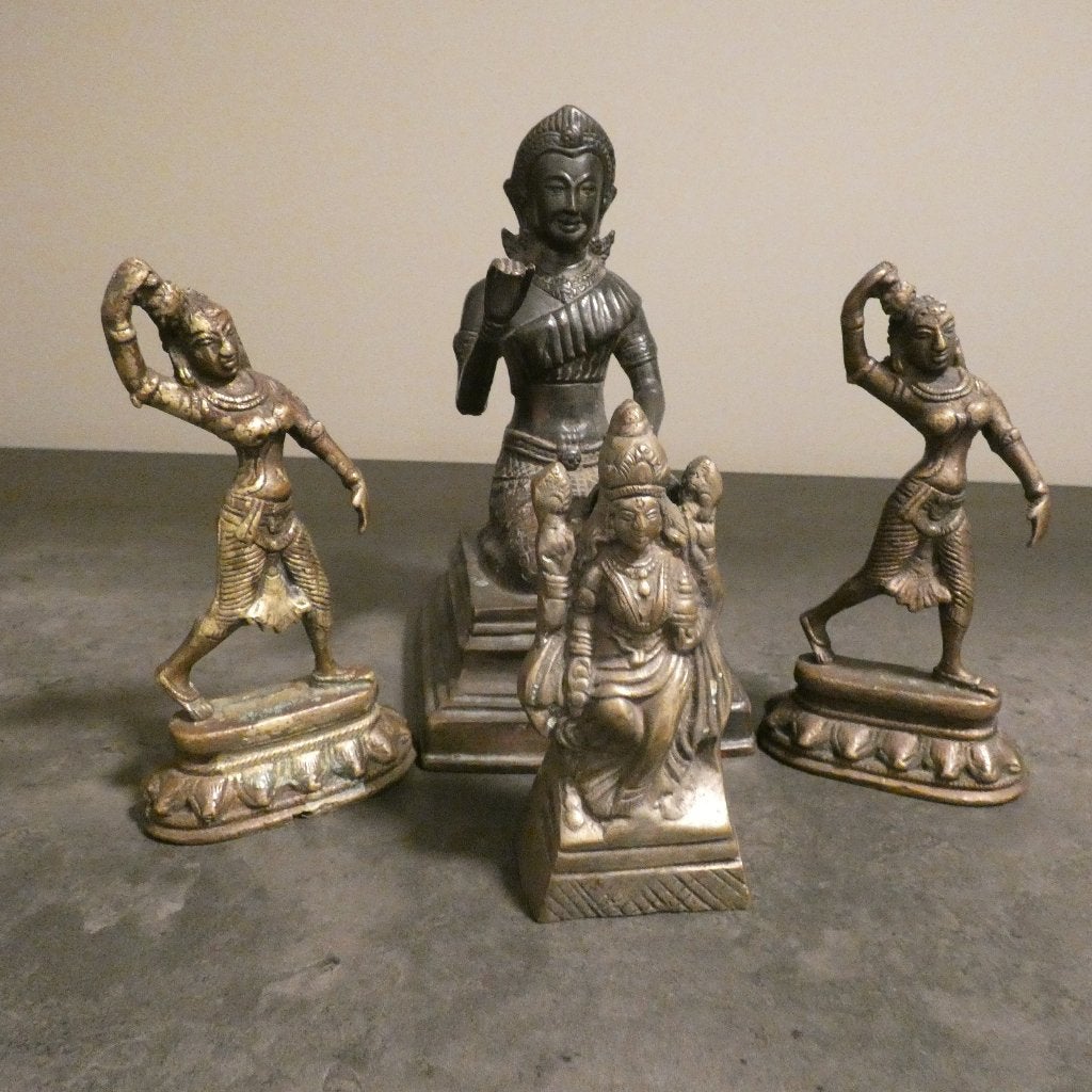 Aziatische brons beeldjes 4x [1538], Antiek en Kunst, Ophalen of Verzenden, Brons, Vrouw