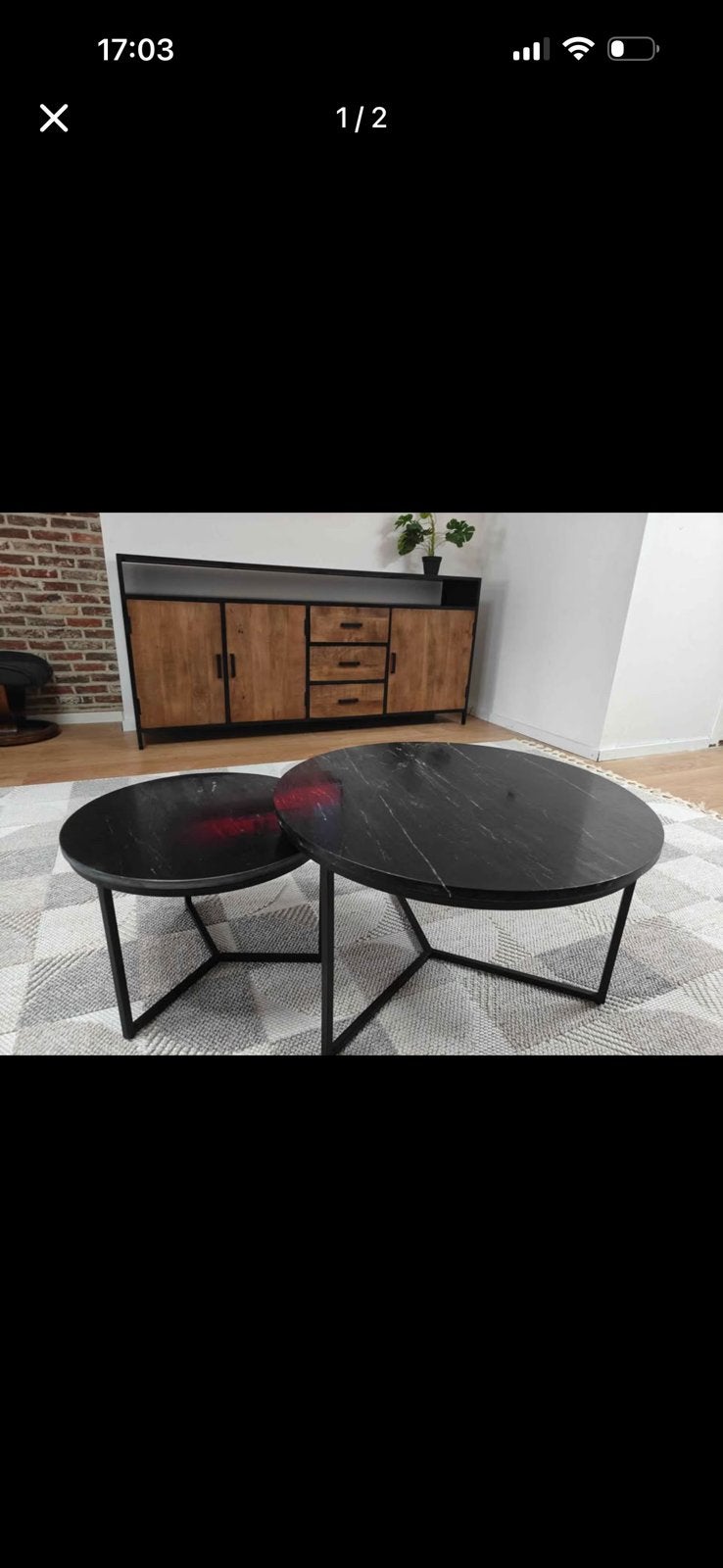 Table 2 pieces en marbre (Paco), Maison & Meubles, Enlèvement, Comme neuf