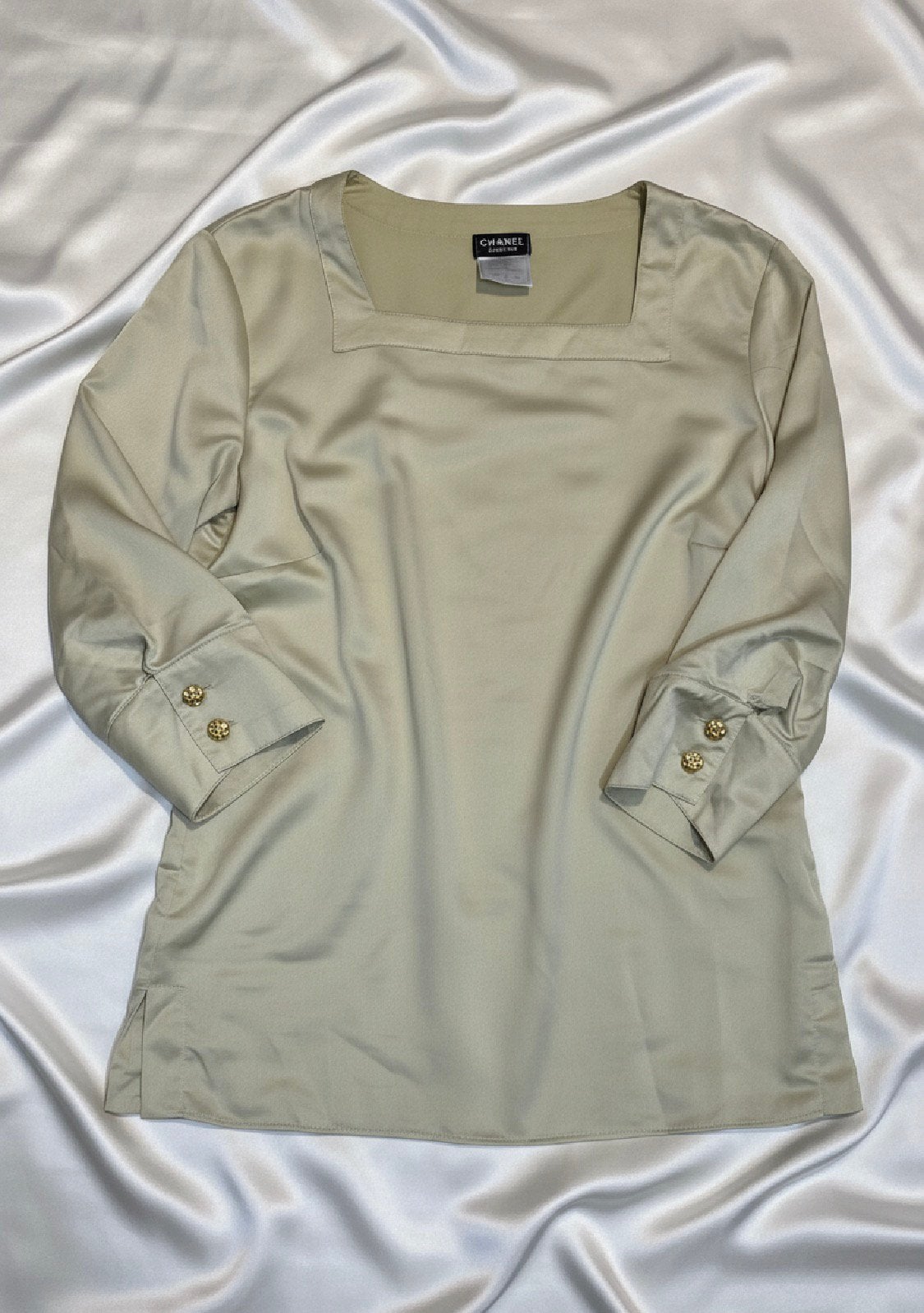 Chanel champagnesarinblouse T34 ok 36, Ophalen of Verzenden, Zo goed als nieuw, Goud