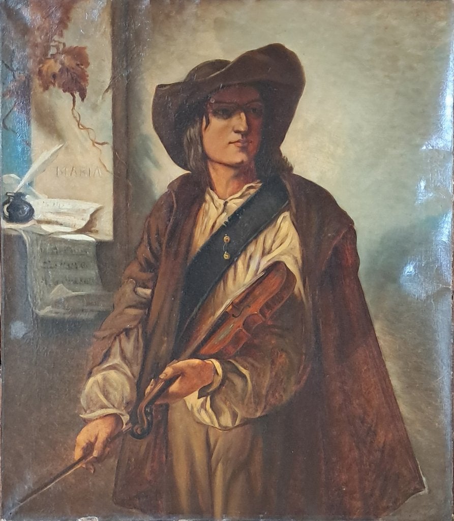 Olieverf op doek „The Violinist”, 19e eeuw, Ophalen of Verzenden
