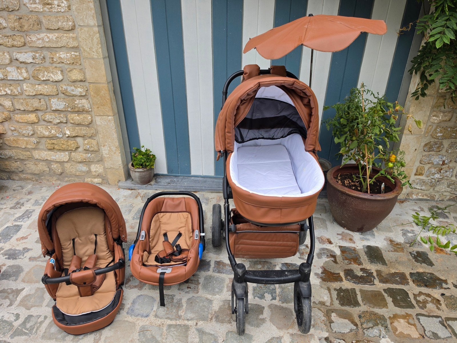 P'tit Chou Trento 3-in-1 set COGNAC, Ophalen, Gebruikt, Overige merken, Regenhoes