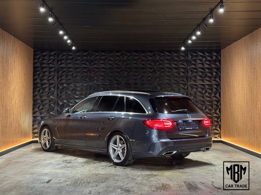 ✅Mercedes C 200d AMG Line GARANTIE Pano 7G-Tr Leer GPS Trekh, Autos, Argent ou Gris, Achat, Entreprise, Entretenue par le concessionnaire
